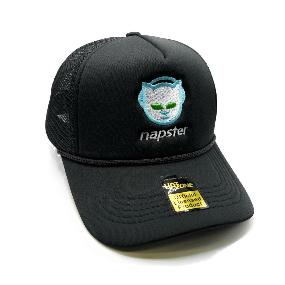 Retro Napster Mesh Trucker Snapback (Black)